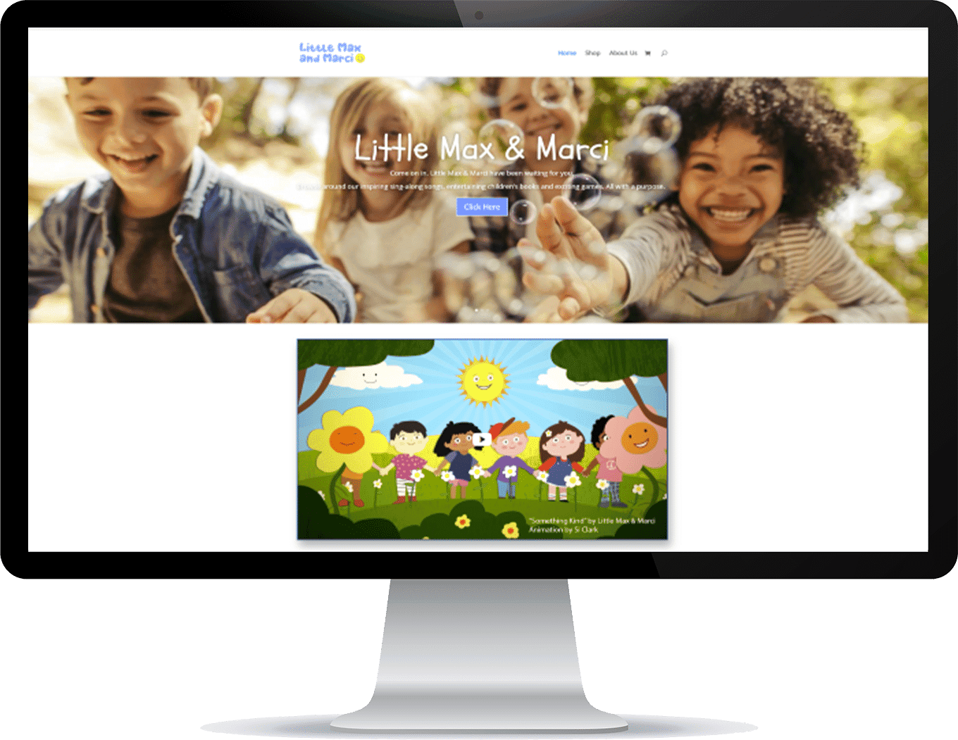 Little Max and Marci website on monitor